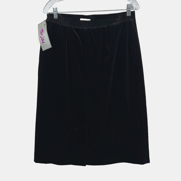 Tan Jay Womens 2 Pcs Suit Blazer and Skirt Velvet Gold Thread Trim Black 12/14 - Picture 7 of 9